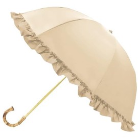 Camio Japan 210503 Pink Tric Parasol, For Both Sunny and Rainy Weather, Fully Blackout 2 Tier Folding Umbrella, Frilled, Latte Beige, 19.7 inches (50 cm)
