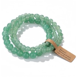 3Pcs Healing Crystal Green Aventurine Bracelets for Women Men 8mm 6mm 4mm Natural Stone Beaded Stretch Bracelet Jewelry Gifts for Women Girl (T5-Green Aventurine)