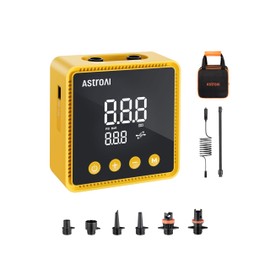 AstroAI P2 Paddle Board Pump Electric Portable,SUP Pump for Paddleboard, 20PSI Air Compressor with Auto-Off, Deflation Function and 12V DC Car Connector for Inflatables, Kayaks and Boats（Yellow）