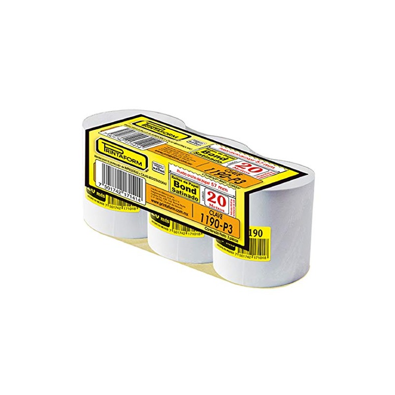 Printaform - Rollo de papel Bond Satinado para calculadora sumadora