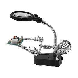 modellbahn-exklusiv Third 3rd Hand Magnifying Glass Soldering Aid 12x Zoom with LED Lighting and Soldering Iron Rest