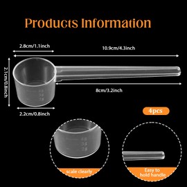 Giantree 4 Pcs Measuring Scoop, Washing Powder Scoop, 2g, 3g, 4g, 5g Scoop for Powder, Protein Scoop 5g Scoops 5 Gram Scoop for Protein Creatine Liquids Cooking Fitness Kitchen