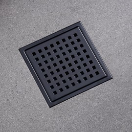 SISEHO"6-inch square floor drain pipe, 304 stainless steel bathroom/shower drain cover anti-blocking design, rust prevention, easy installation, with detachable filter screen" (6 inch Matte Black)