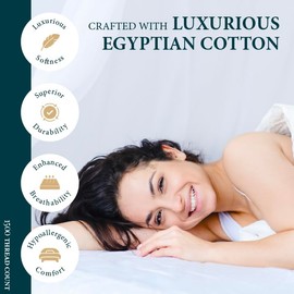 Ashton Sheets 100% Egyptian Cotton Sheets California King Size - 1500 Thread Count Cal King Sheet Set Egyptian Cotton, 4 PC Luxury Bedsheet (Ivory), Soft, Cooling, 17" Deep Pocket Bedsheet Set