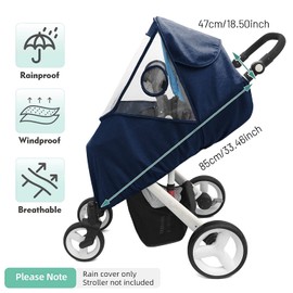 Universal Rain Cover for Stroller Pushchair Pram Weather Shield with Front Window Windproof Dustproof Outdoor Buggy Weather Shield Hood (Blue)