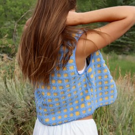 SeeLuNa Womens Checkered Sherpa Vest Sleeveless Winter Fleece Jacket High Neck Zip Up Plaid Gilet with Chest Pocket(Blue,XL)