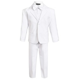 Black n Bianco Conjunto moderno de esmoquin para niño, Blanco, 4 Años