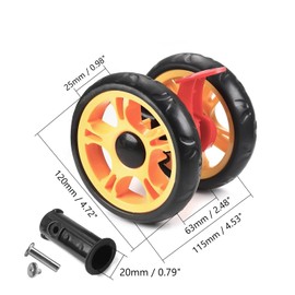 MroMax Fixed Double Wheel Plastic Pulley Roller 4.72" Single Wheel Diameter, 2pcs (with Brake)