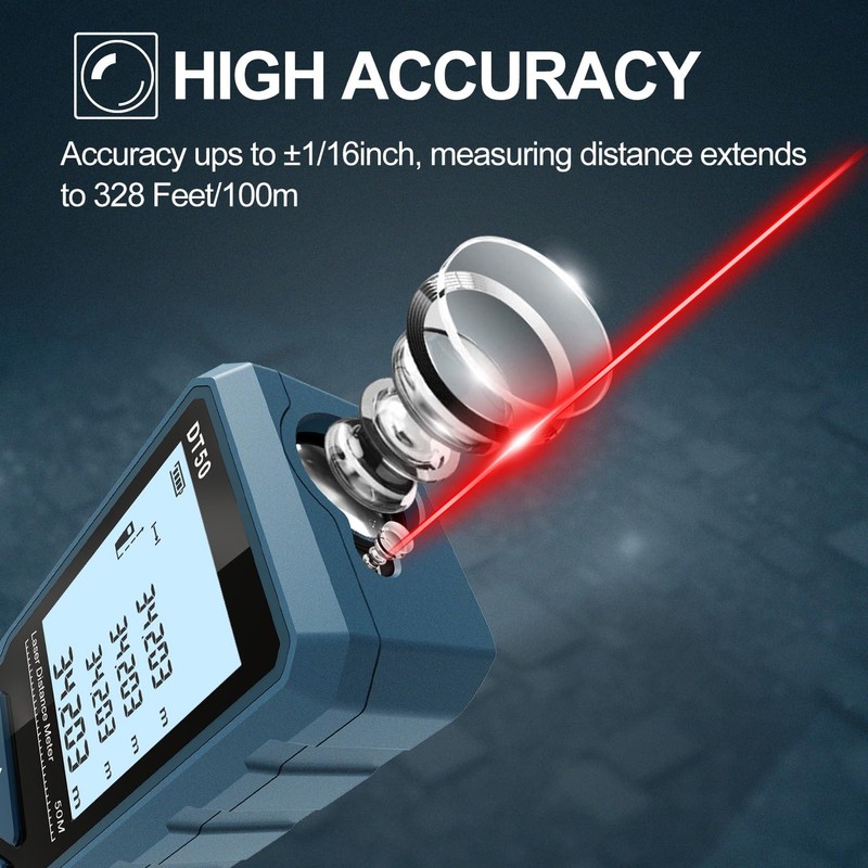 Laser Distance Meter 50m, DT50 Laser Measure 165ft with Portable