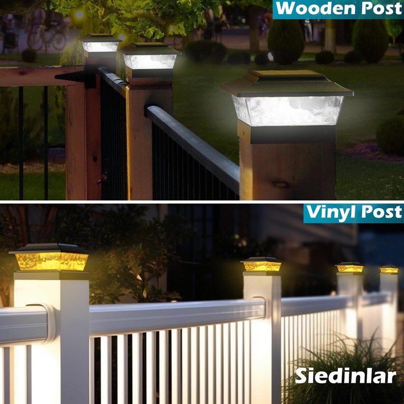 SIEDiNLAR Solar Post Lights Outdoor 12 LEDs 4 Modes Post