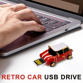 Flash Drive | Vintage Classic Car Shape Memory Flash - 4GB Disk Portable Data Storage Stick for Laptop Game Transfer Photo Computer Camera Backup Phone Tablets
