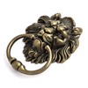 QWORK® Lion Head Knocker with Screws, Classical Antique Bronze Lion