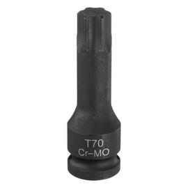 sourcing map T70 Torx Bit Socket 1/2" Drive 6 Point Torx Star Screwdriver Socket Adapter CR-MO Steel Lengthen Impact Bit Sockets for Electric Ratchet Wrenches Fastening Screws