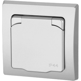 Flush-Mounted Socket IP44 All-in-One Series C1 Silver