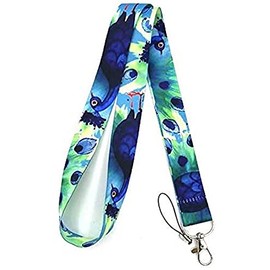Peacock Blue Green Bird Feathers 17.5" Neck Lanyard Keychain Holder ID Badge Mobile Phone Pin Strap by Pinstant