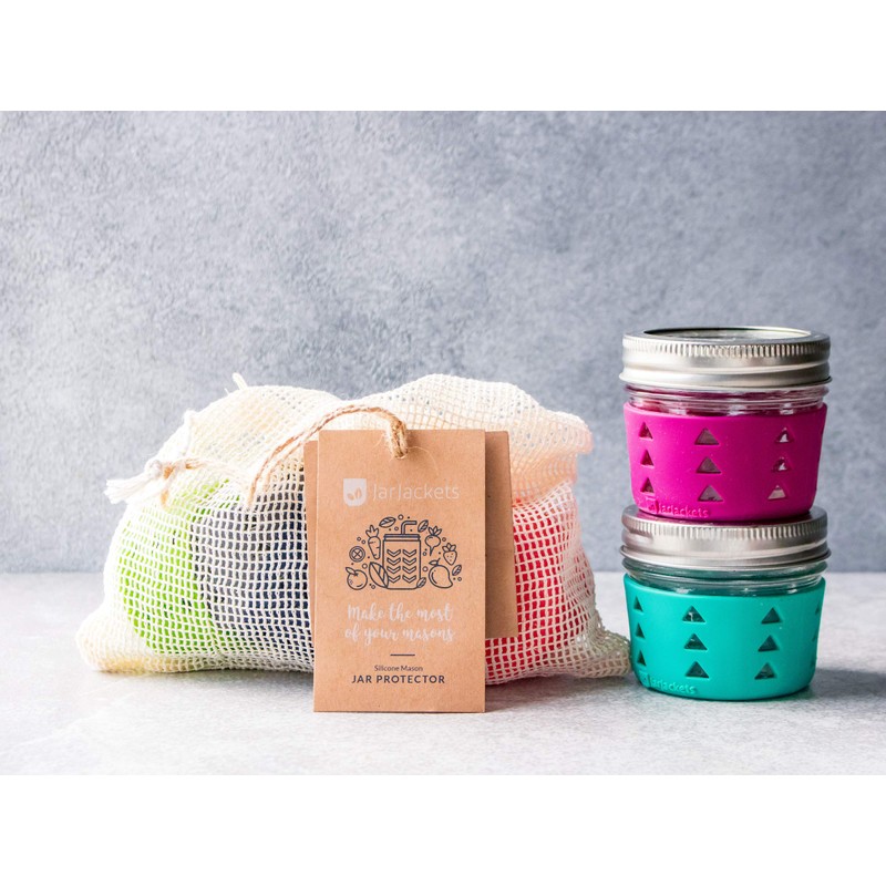 JarJackets Silicone Mason Jar Protector Sleeve - Fits 4oz Jelly