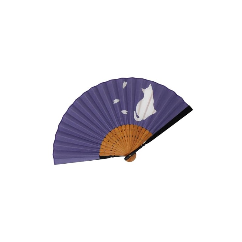 Fashionable kimono Iroha Cat Silhouette Fan, Women's Washi Fan, Cherry