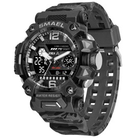 Military Watch Men's Watch Camouflage Digital Watch 5 ATM Waterproof Military Watch Tactical Outdoor Digital Men's Watch Black Green Boys Sports Watch Men Chronograph Men's Stopwatch Sports Alarm