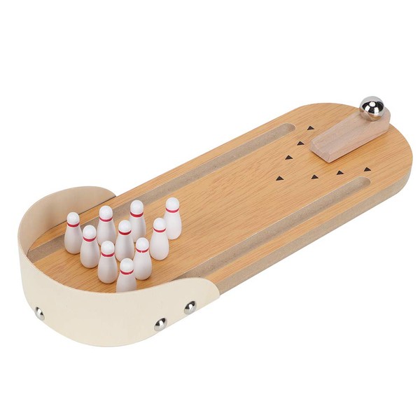 xuuyuu Mini Bowling Mini Tabletop Bowling Game Set Tabletop Bowling Game Parent Child Game Educational Toy Stress Relief Wooden Durable Lightweight Decoration Gift Desktop Bowling Toy