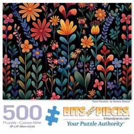Bits and Pieces - 500 Piece Jigsaw Puzzle for Adults - 18" x 24" - Floral Paradise - 500 pc Colorful Flowers Jigsaw by Shawna Stewart