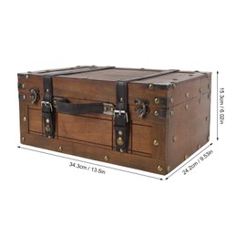 Atyhao Vintage Handbag Wooden Chest Portable Distressed Wood Storage Trunk, Retro Suitcase for Clothes Toys Photo Prop, Strong Leather Handle (Large)