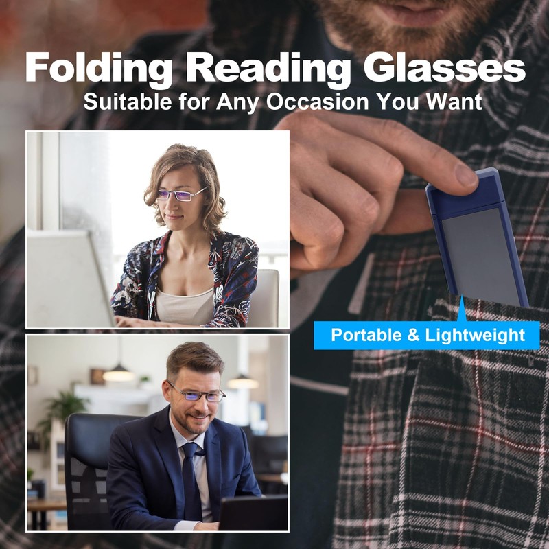 SKYOLUY Durable Ultra Thin and Lightweight Folding Reading Glasses for