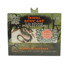 Fantasy Makers Jewel Body Art Temporary Tattoos – Glitter Dragon Design (Sizzle) – Sparkling Temporary Body Art for Festivals, Parties, and Costumes (includes 1 sheet of tattoos)