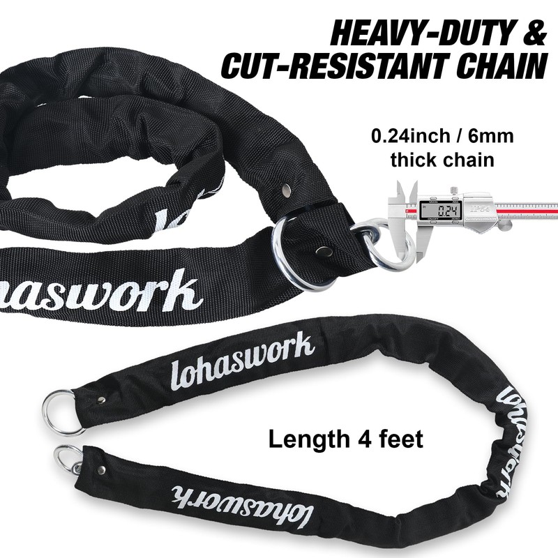 Lohaswork Bike Lock, Heavy Duty Anti Theft Bicycle Lock, 4