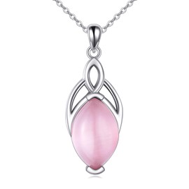 YAFEINI Celtic Moonstone Necklace for Women 925 Sterling Silver Moonstone Necklace Trinity Knot Pendant Jewellery Gift for Girls, Sterling Silver