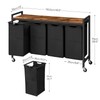 HOOBRO Laundry Sorter 4 Sections, Laundry Hamper with Wheels, 4
