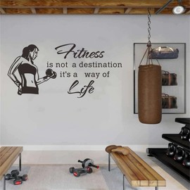 Woman Lifting Weights Wall Decal – Fitness Vinyl Art Sticker for Gym, Home, and Office – Removable, Unique Design – Motivational Decor for Your Space (Black-JWH359-Fitness)