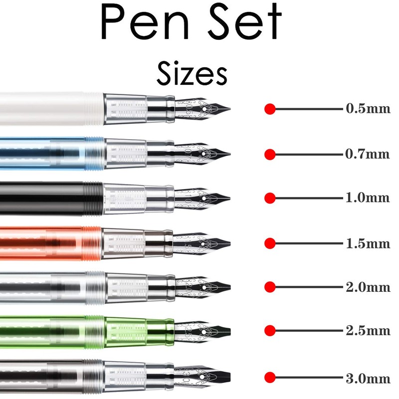 GC QUILL Calligraphy Set Fountain Pens 7 Different Size Nibs