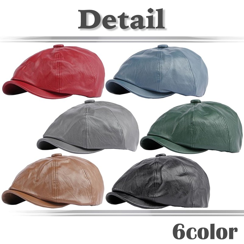 White Fang CA878 Plain Leather Newsboy Hat, Outdoors, Climbing, Walking,
