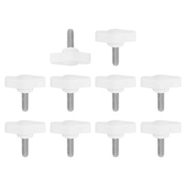 PATIKIL 10 Pcs t Wing Knobs Thumb Screws, M5 x 14mm Male Thread 304 Stainless Steel Stud Z Type Plastic Handle Adjustable Clamping Screw Knob for Remove Tightening Knob Replacement, White