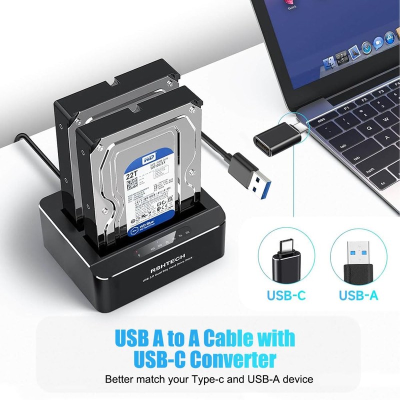 Hard Drive Dock, TEKERA USB C or USB 3.0 to