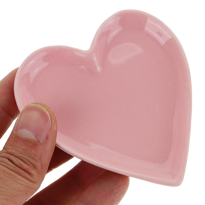 Operitacx Pink Heart Bowl Ceramic Spice Tableware Sushi Dip Bowls