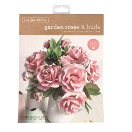 Lia Griffith Frosted Paper Flowers Garden Roses & Buds, 8.5" x 11", Assorted Colors 16 Pages