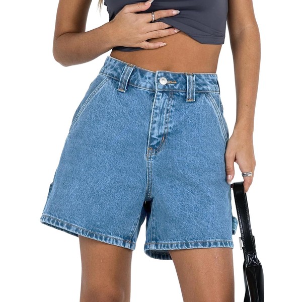 Kedera Womens High Waisted Boxy Denim Shorts Summer Casual Button