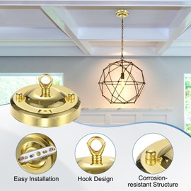 M METERXITY 1-Pack Light Canopy Kit, 4.3" Ceiling Light Cover Plate for Chandelier Fixture, Ceiling Hooks Cover Plate[Bright Gold]