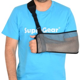 supregear Mesh Arm Sling, Adjustable Lightweight Comfortable Shoulder Arm Immobilizer Sling Breathable Right Left Shoulder Stabilizer Support for Injured Arm Elbow Wrist Hand (Dark Grey)