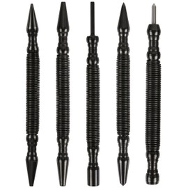 HIT Tool Hammerless Spring Punch Pro Pack: 1)1/32"&1/16",1-3/32" &1/8" Dual head nail setter, 1)Dual head prick & centre 1)HSS prick, 1)Dual Head Door hinge pin remover/hammer & Pouch