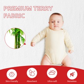 Pack and Play Sheets & Waterproof Terry Pack N Play Mattress Protector Pad Cover 4 Pack, Viscose Made from Bamboo Pack N Play Sheets Set, Grey & White