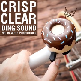 MARQUE Bike Bell for Adults & Kids – Nice, Loud, Crisp Ding Sound Bicycle Bell – Must Have Bicycle Accessories for Mountain, Beach Cruisers, Commuter, Kids Bike – Easy to Install on Handlebar (Donut)