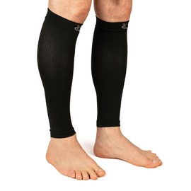 FitLegs - Sports Compression Calf Sleeve - 18-24mmHg for Muscle Fatigue, Soreness & Recovery - Black - Large