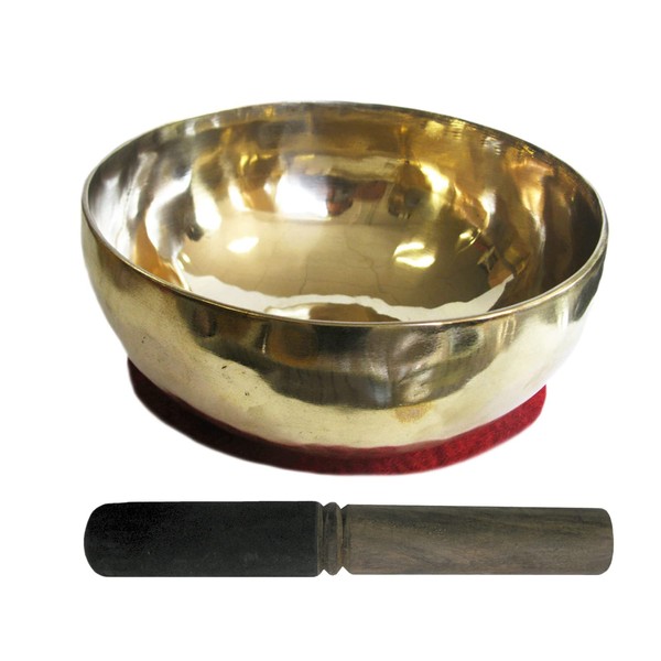 Therapy Singing Bowl Sangha Gold 900-1100g Handmade Nepal 4-Piece Sound Massage Set + Clapper and Accessories 81601-4