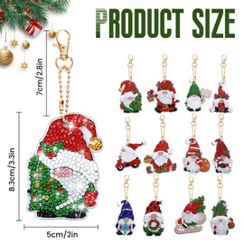 xlwen 5D Diamond Painting Christmas Pendants, Set of 12, Christmas Diamond Painting Pendants, Christmas Gnome Painting Kit, for Christmas Tree Decoration, Window Hanging