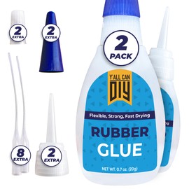 Y'allCanDiy Rubber Glue 2 Pk x .7 Oz. (20g) - Adhesive for Tire, Seal, Gasket, Sole, Hose, Mat & Neoprene Repair. Heavy Duty, Compatible with Aerosol Adhesive Rubber Premium 2 Pack Glue