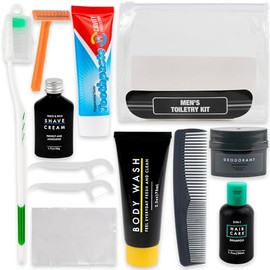 Trail maker Neceser de Viaje para Hombre con Artículos Esenciales para El Cuidado Bucal Y El Aseo Personal, 13 Piezas, Tamaño Viaje, Conforme A La Tsa.