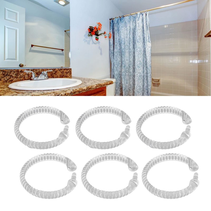 Transparent Shower Curtain Rings, Smooth Gliding O Shape Hooks for
