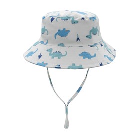 YAMEIZE Baby Sun Hat UPF 50+ - Wide Brim Adjustable Toddler Bucket Hat for Boys Girls Beach Outdoor Play Sun Hats Cap, White, 6-12 Months